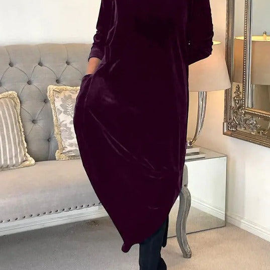 Abigail | Timeless Velvet Turtleneck Maxi Winter Dress