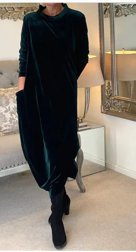 Abigail | Timeless Velvet Turtleneck Maxi Winter Dress