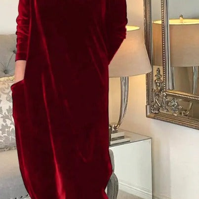 Abigail | Timeless Velvet Turtleneck Maxi Winter Dress