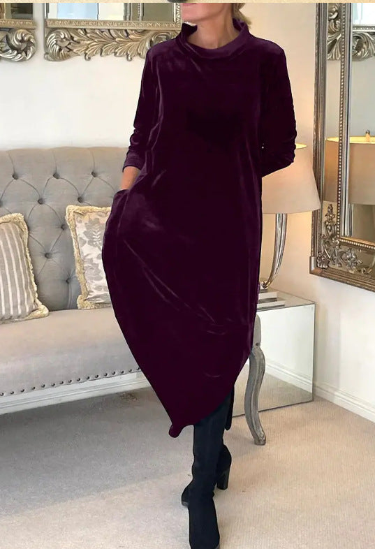 Abigail | Timeless Velvet Turtleneck Maxi Winter Dress