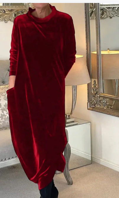 Abigail | Timeless Velvet Turtleneck Maxi Winter Dress