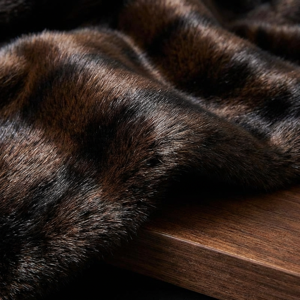 Adam | Stylish Plush Textured Fur Coat with Contrast Collar