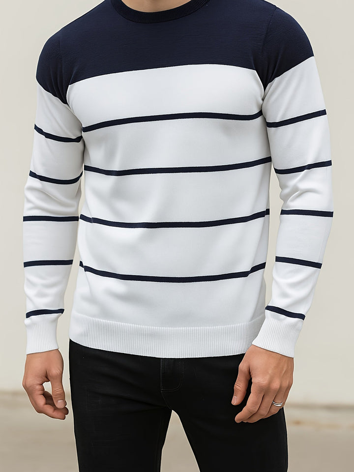 Alan | Polished Striped Crewneck Sweatshirt