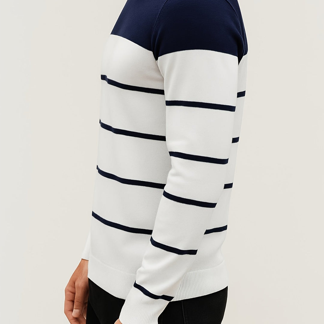 Alan | Polished Striped Crewneck Sweatshirt