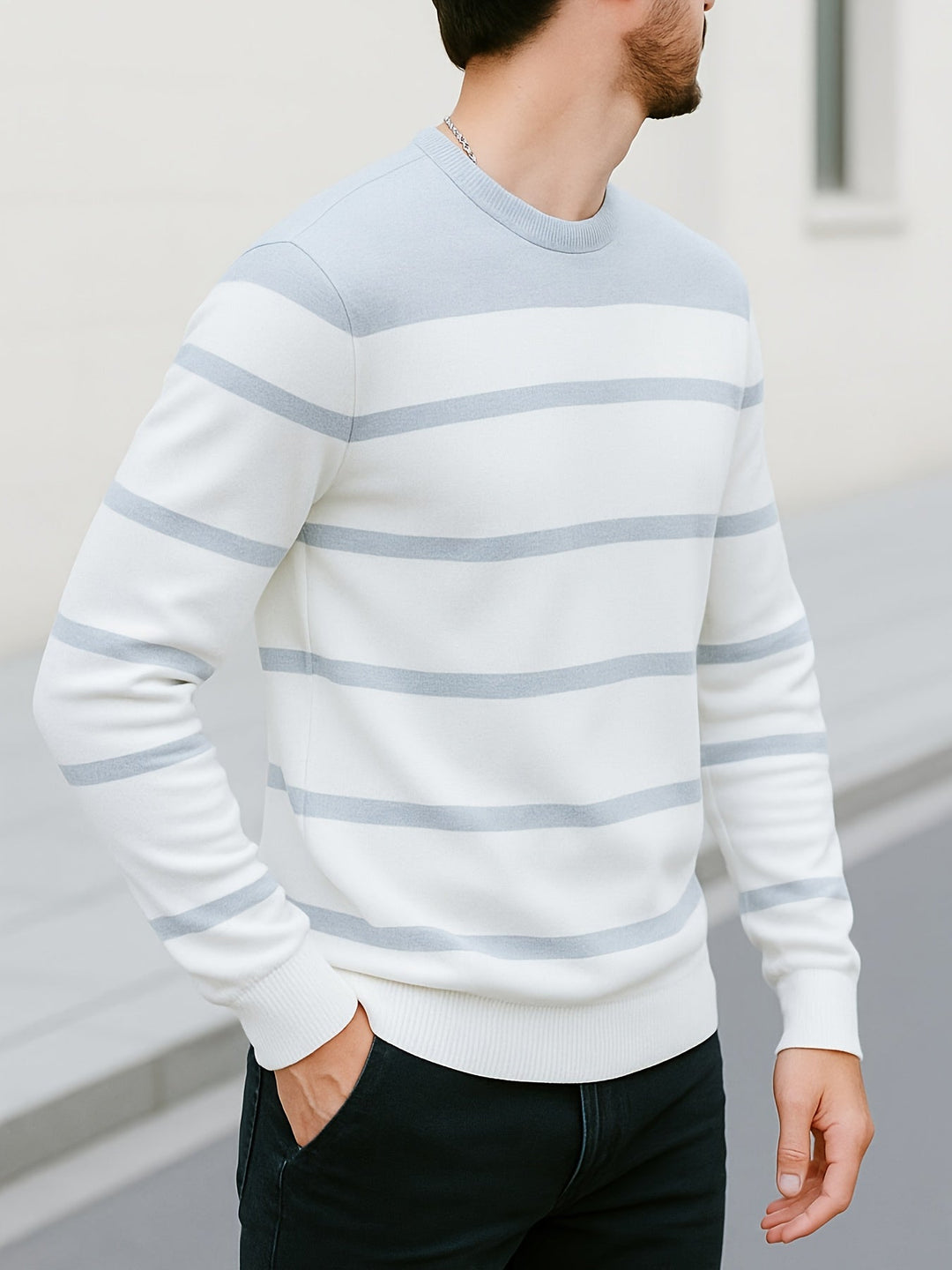Alan | Polished Striped Crewneck Sweatshirt