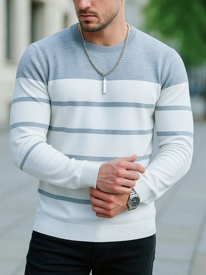 Alan | Polished Striped Crewneck Sweatshirt