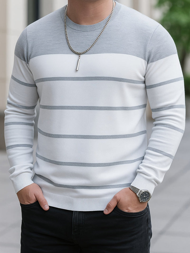 Alan | Polished Striped Crewneck Sweatshirt