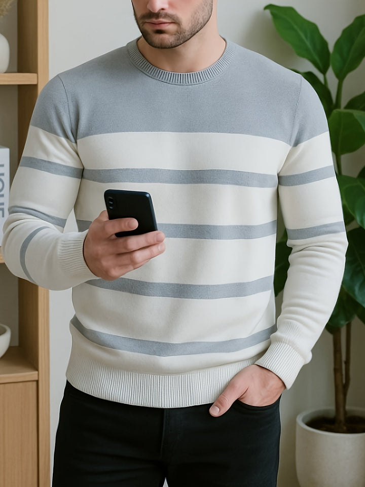 Alan | Polished Striped Crewneck Sweatshirt