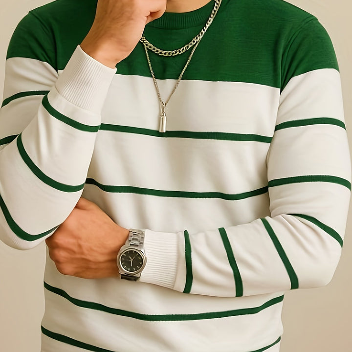 Alan | Polished Striped Crewneck Sweatshirt