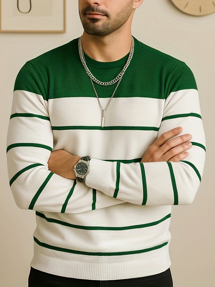 Alan | Polished Striped Crewneck Sweatshirt