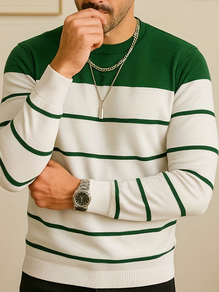 Alan | Polished Striped Crewneck Sweatshirt