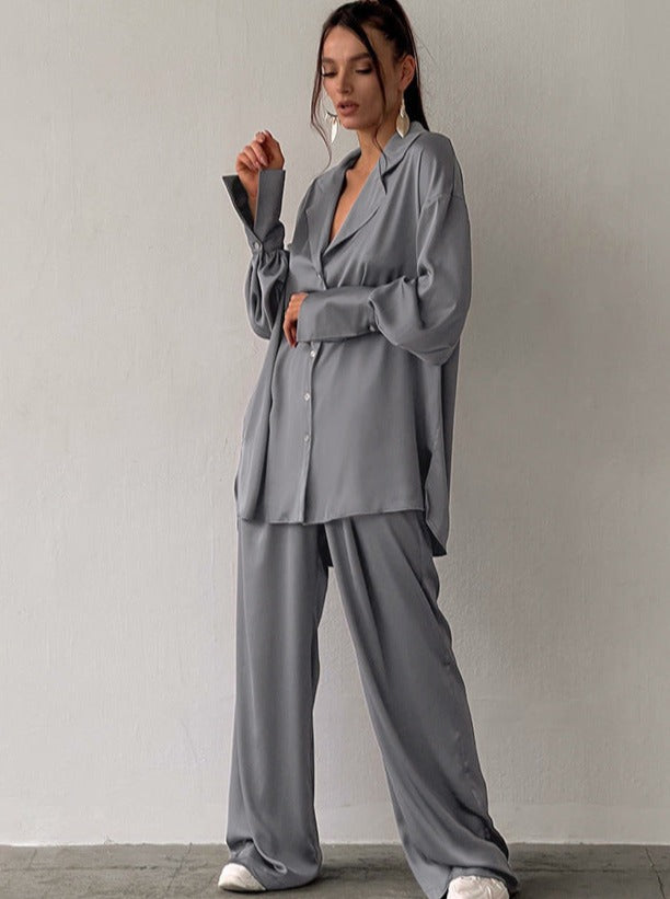 Alexis | Chic Satin Pajamas Wide Leg Two-Piece Set