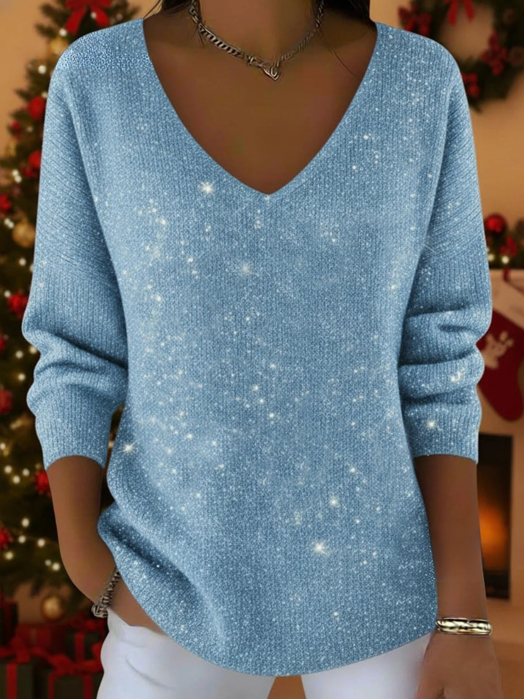 Alexis | Chic Sparkly V-Neck Christmas Sweater Women Love