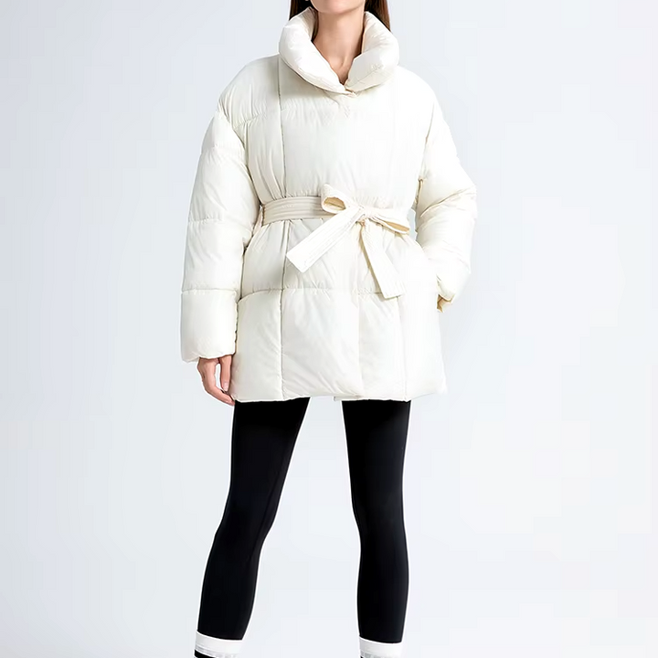 Alexis | Effortless Belted Quilted Puffer Jacket with Funnel Collar