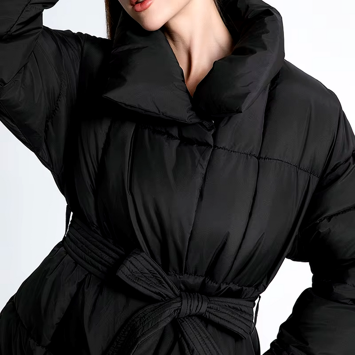 Alexis | Effortless Belted Quilted Puffer Jacket with Funnel Collar