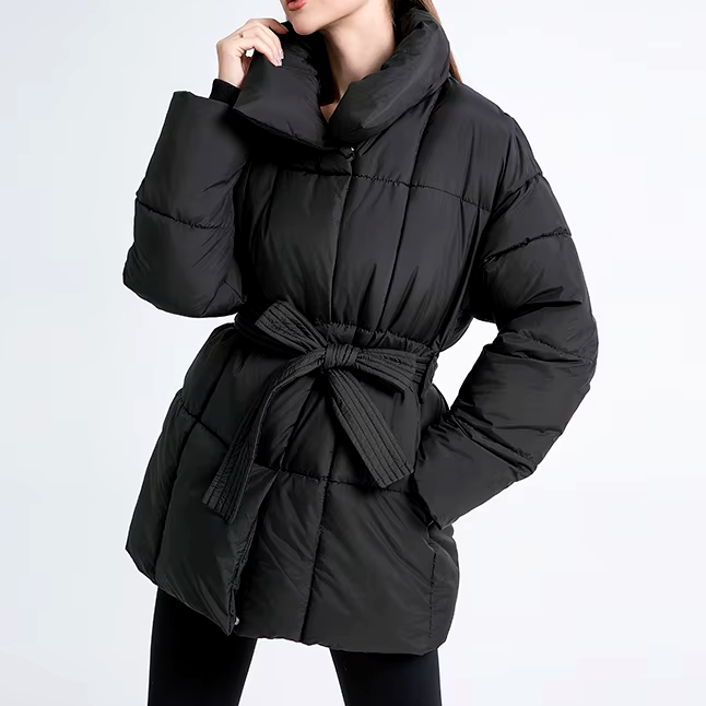 Alexis | Effortless Belted Quilted Puffer Jacket with Funnel Collar