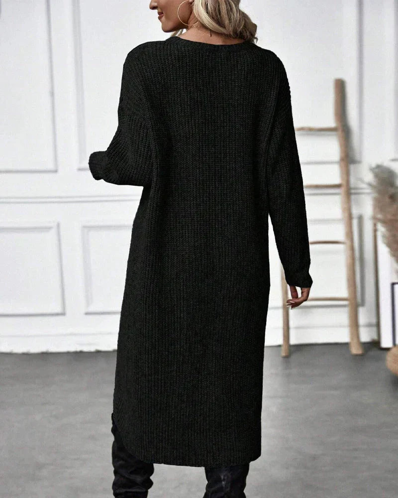 Alexis | Effortless Ribbed Knit Long Sleeve Midi Dress