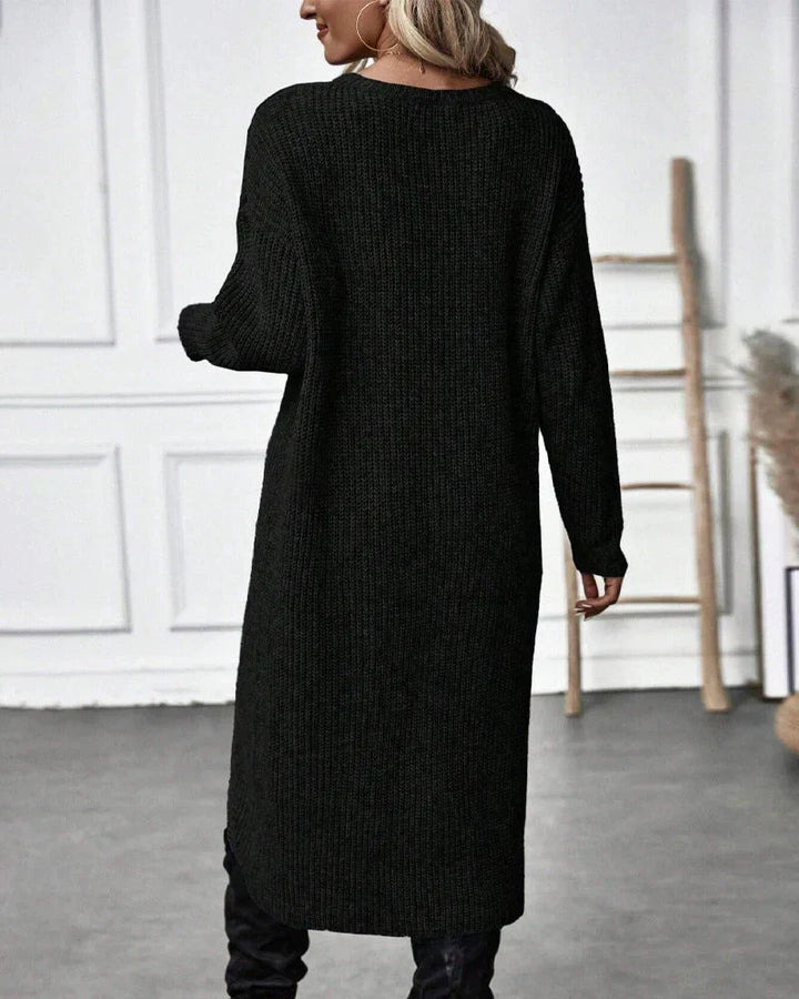 Alexis | Effortless Ribbed Knit Long Sleeve Midi Dress
