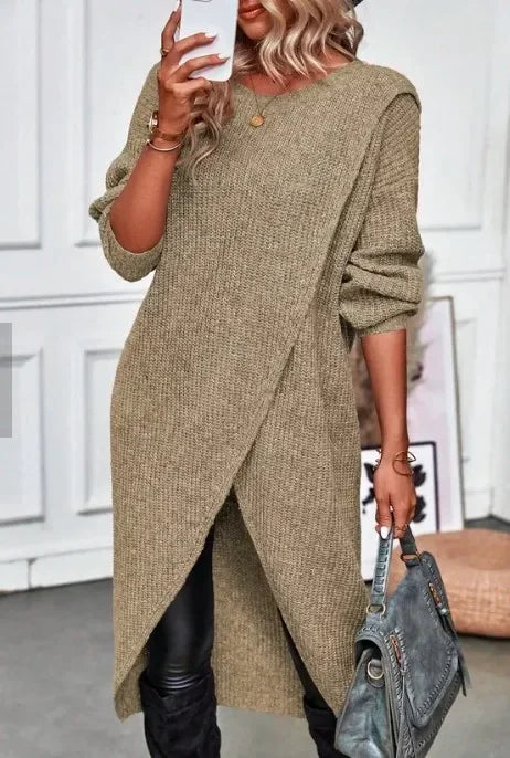 Alexis | Effortless Ribbed Knit Long Sleeve Midi Dress