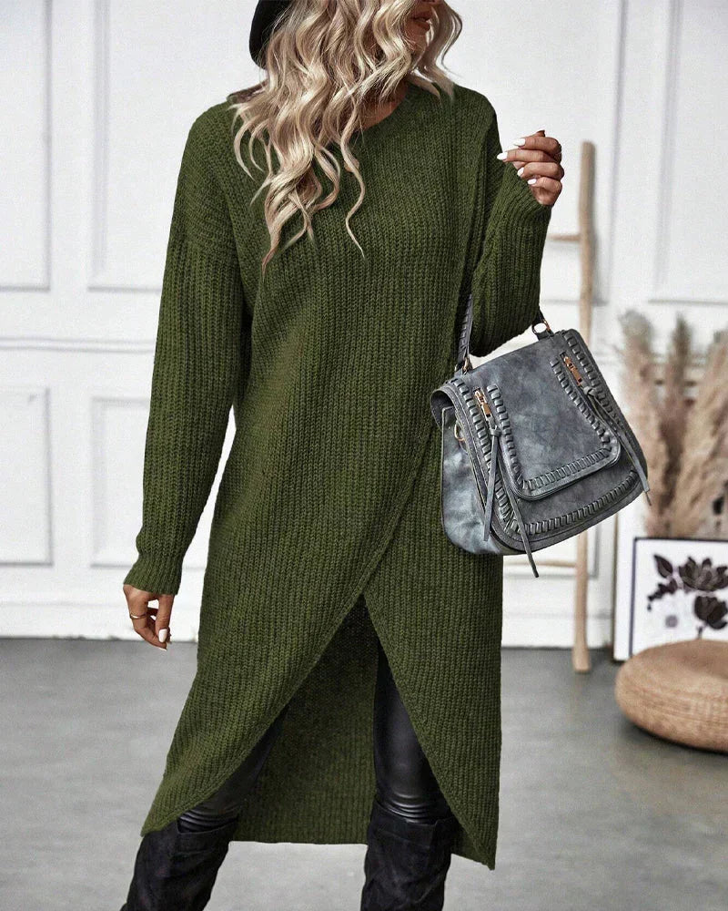 Alexis | Effortless Ribbed Knit Long Sleeve Midi Dress