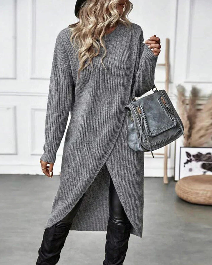 Alexis | Effortless Ribbed Knit Long Sleeve Midi Dress