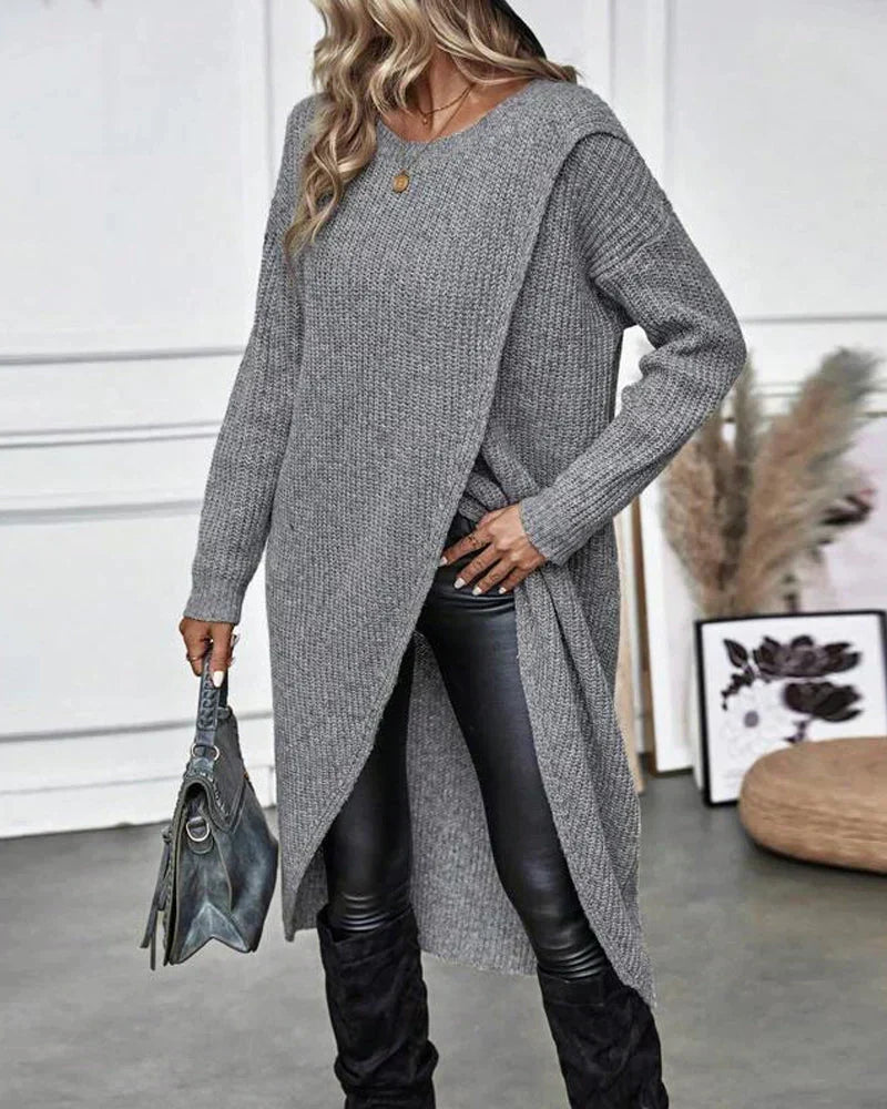 Alexis | Effortless Ribbed Knit Long Sleeve Midi Dress