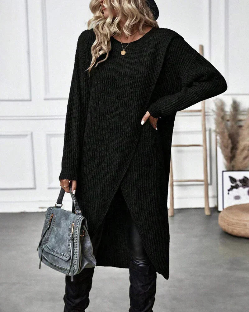 Alexis | Effortless Ribbed Knit Long Sleeve Midi Dress