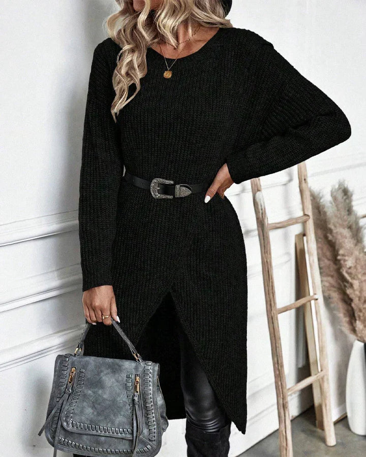 Alexis | Effortless Ribbed Knit Long Sleeve Midi Dress