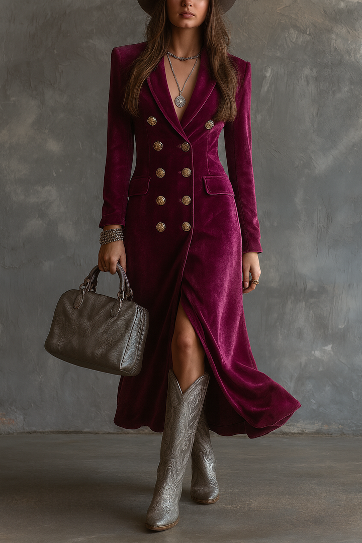 Alexis | Polished Velvet Blazer Maxi Christmas Dress