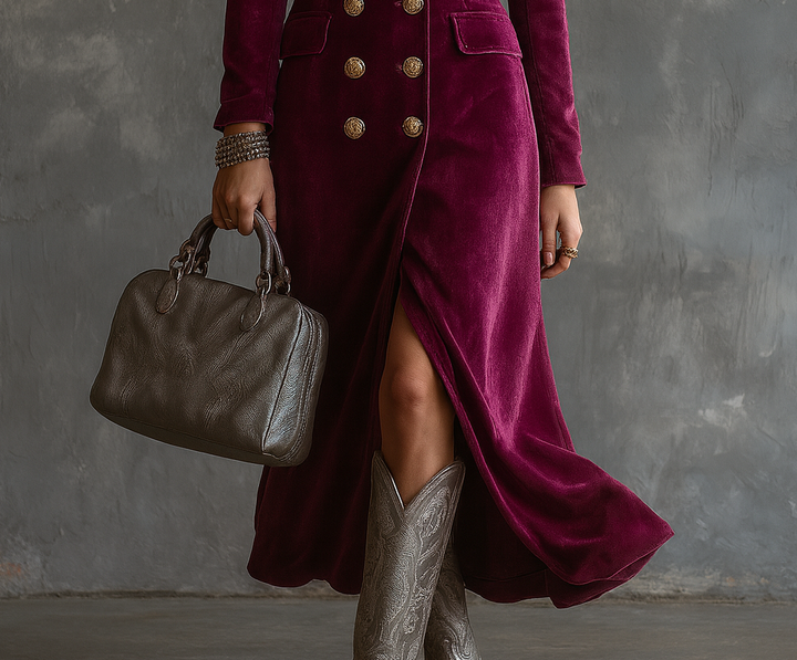 Alexis | Polished Velvet Blazer Maxi Christmas Dress