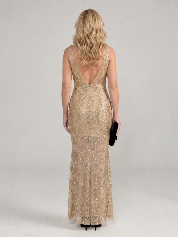 Alexis | Relaxed Sequin Sheer Panel Christmas Dress