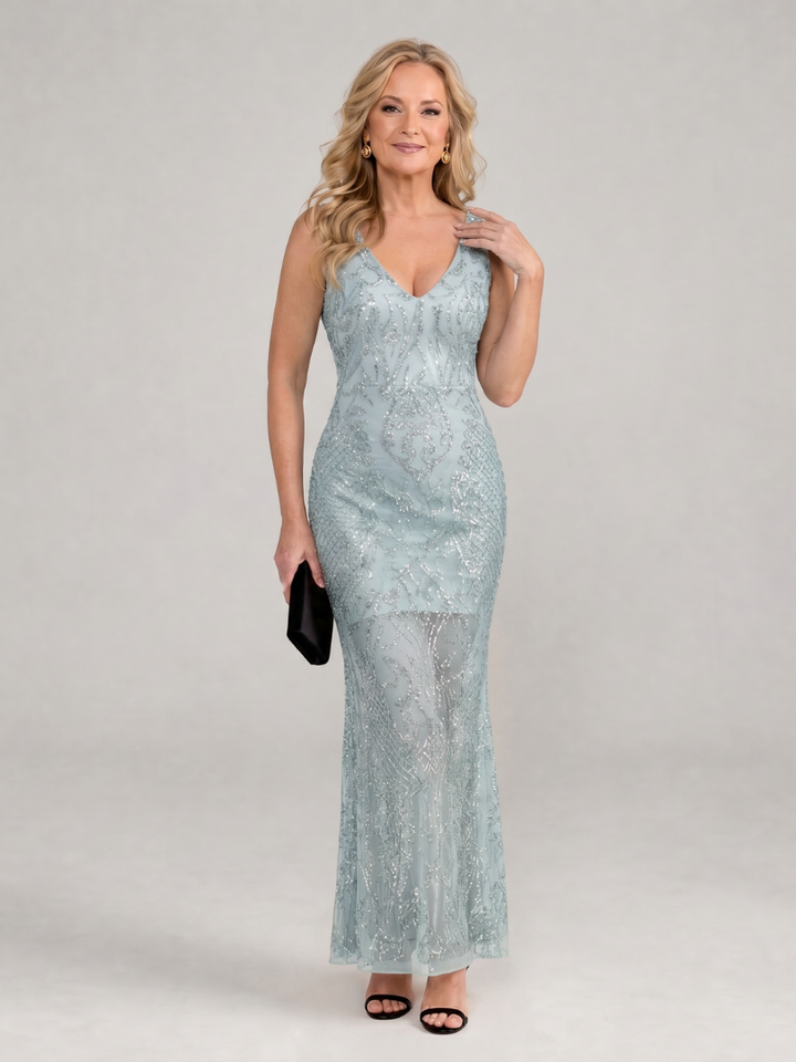 Alexis | Relaxed Sequin Sheer Panel Christmas Dress