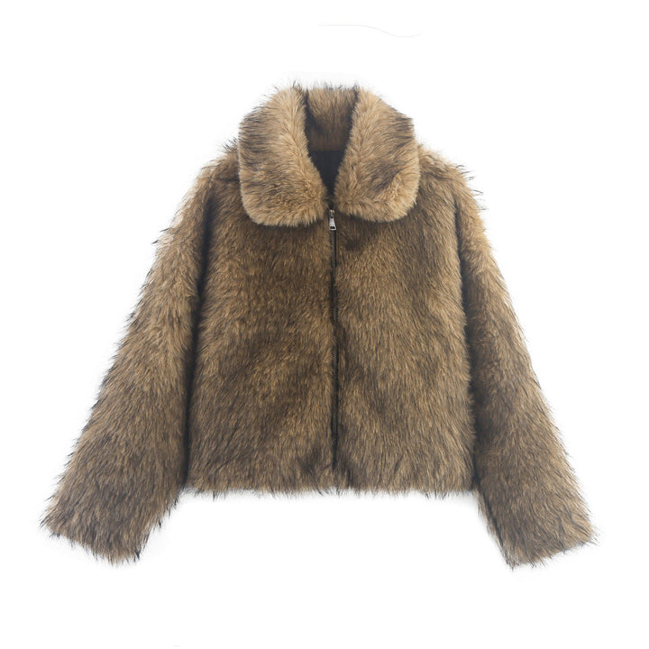 Amanda | Elegant Wide Collar Faux Fur Coat