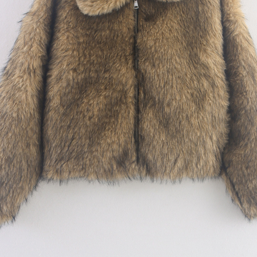 Amanda | Elegant Wide Collar Faux Fur Coat