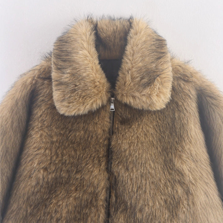 Amanda | Elegant Wide Collar Faux Fur Coat