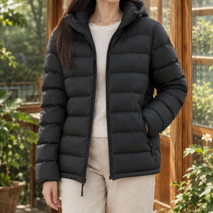 Amber | Quilted Hooded Zip Up Puffer Jacket