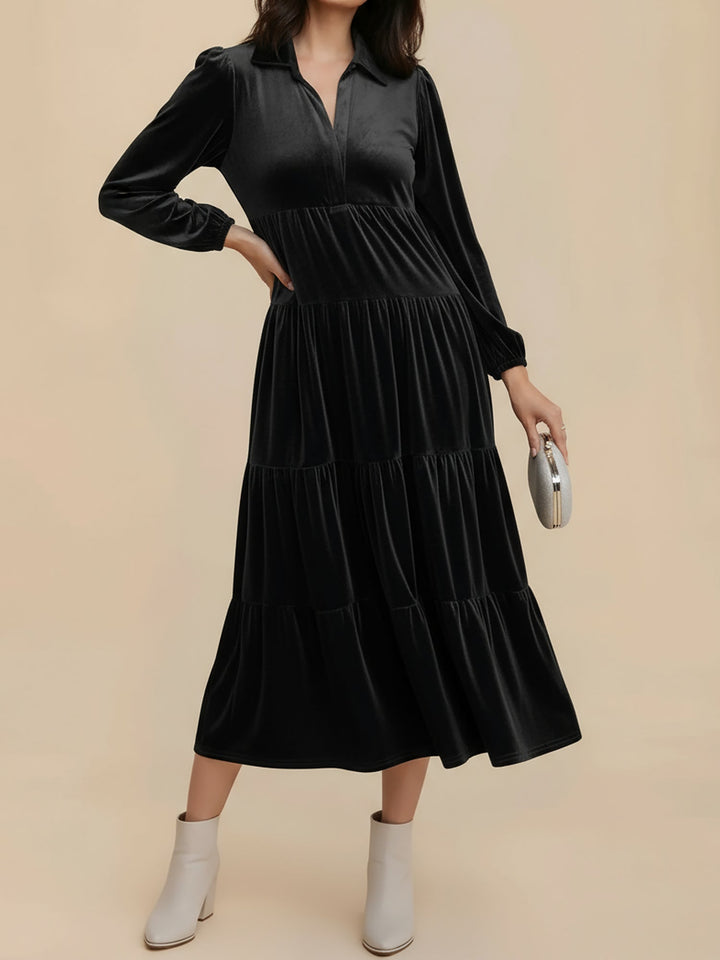 Amber | Relaxed Collared Tiered Holiday Dress