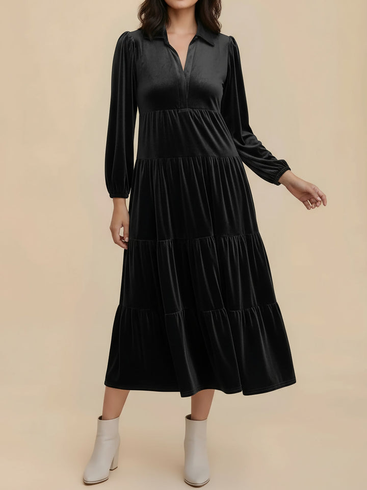 Amber | Relaxed Collared Tiered Holiday Dress
