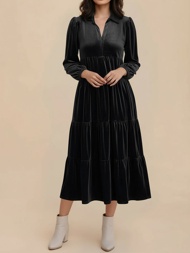 Amber | Relaxed Collared Tiered Holiday Dress