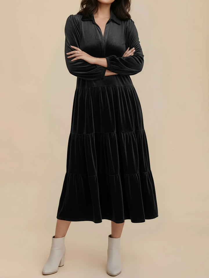 Amber | Relaxed Collared Tiered Holiday Dress