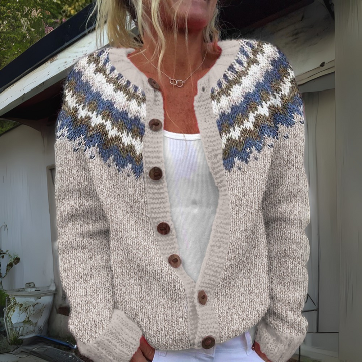 Amy | Chic Fair Isle Cardigan Womens Button Front Sweater