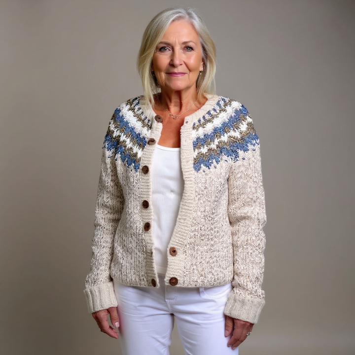 Amy | Chic Fair Isle Cardigan Womens Button Front Sweater