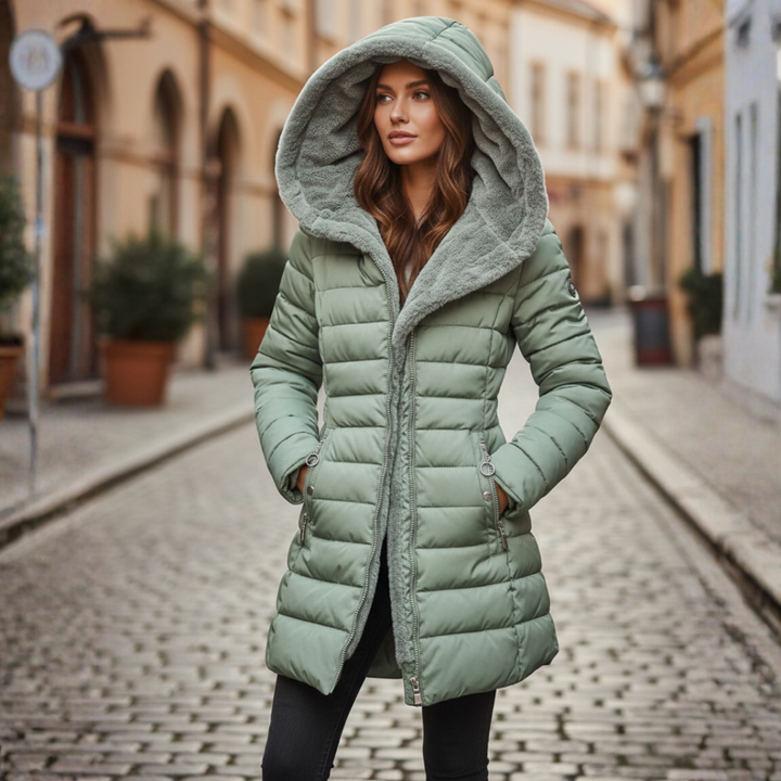 Amy | Elegant Quilted Hooded Puffer Jacket with Side Pockets