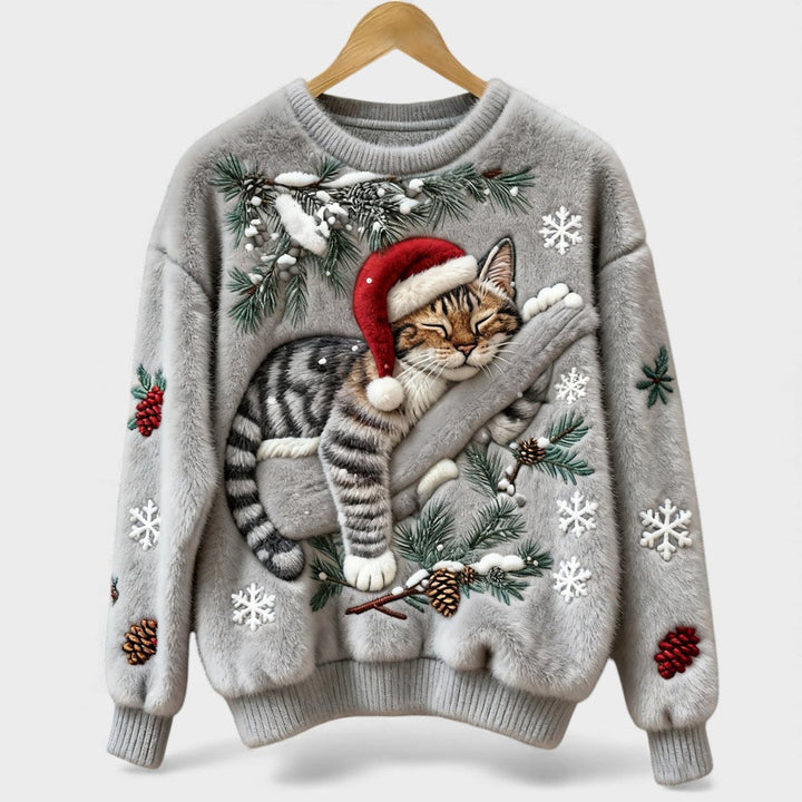 Andrea | Sophisticated Plush Cat Christmas Sweater Women Love