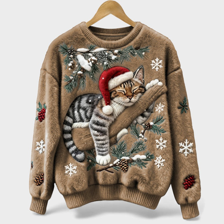 Andrea | Sophisticated Plush Cat Christmas Sweater Women Love