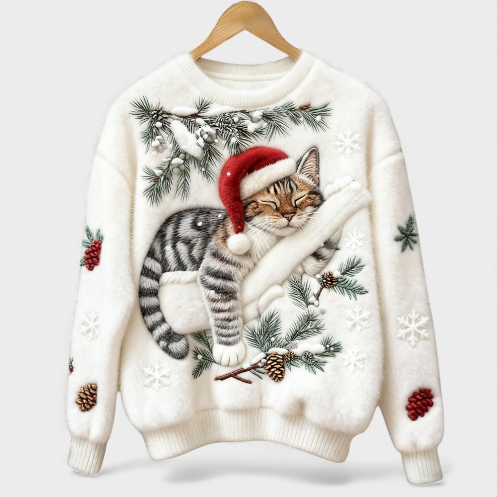 Andrea | Sophisticated Plush Cat Christmas Sweater Women Love