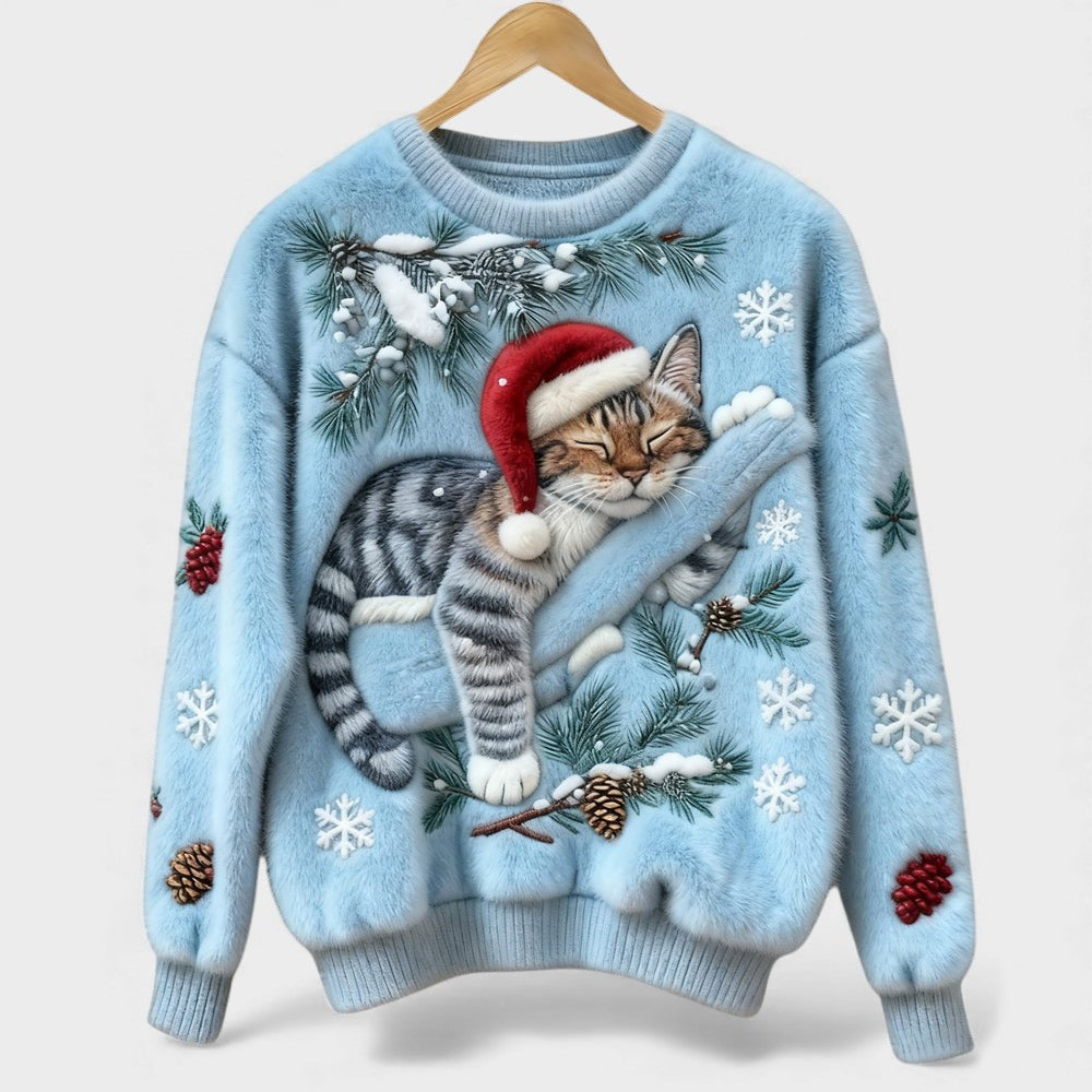 Andrea | Sophisticated Plush Cat Christmas Sweater Women Love
