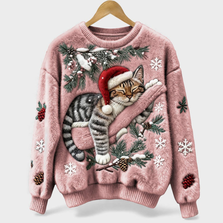 Andrea | Sophisticated Plush Cat Christmas Sweater Women Love