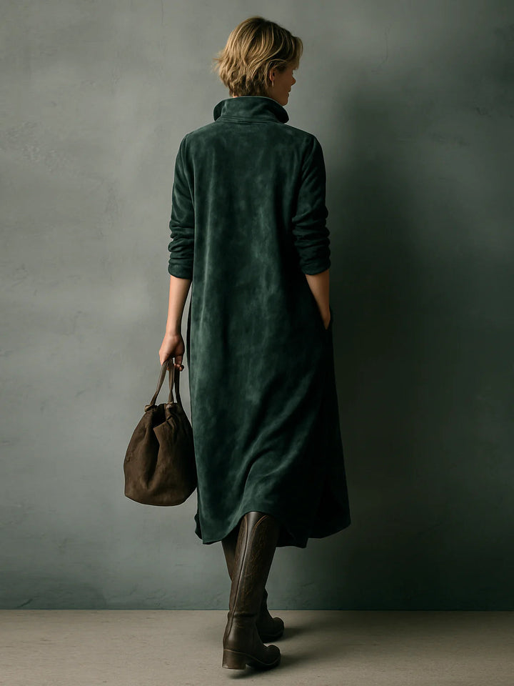 Ann | Classic Long Sleeve Midi Christmas Dress with Pockets