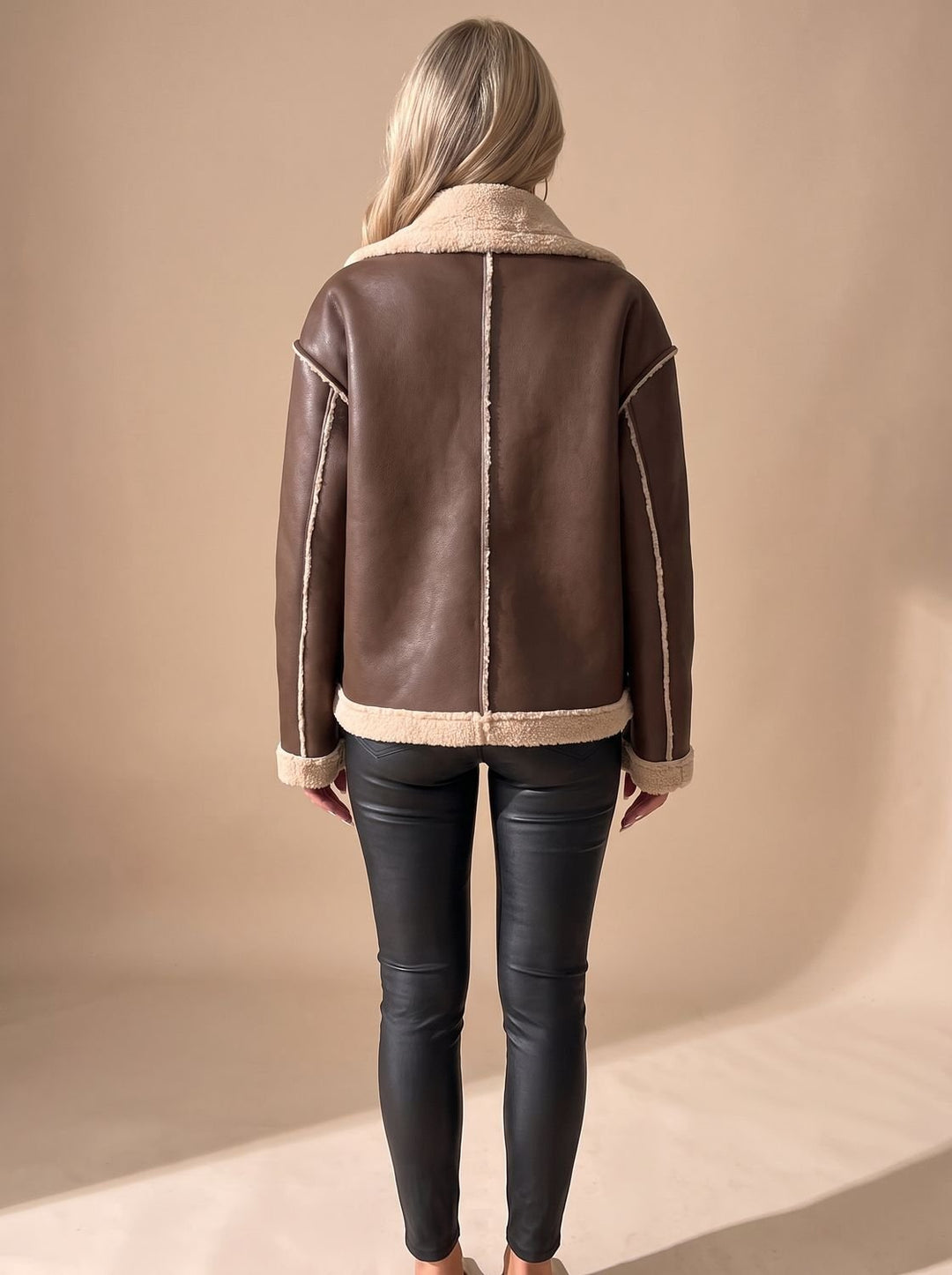 Ann | Sophisticated Button Front Aviator Sherpa Jacket Women